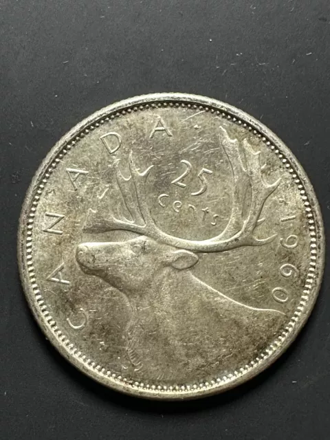 1960 Canada 25 Cents Quarter Silver Coin .800