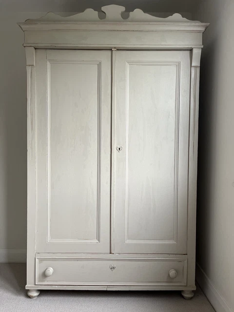 Antique Painted Armoire Wardrobe, Knockdown, Pine