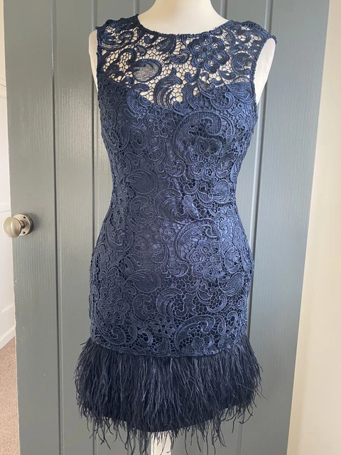 Lipsy Vip Dress Size 8, Blue, Ostrich Feather, Party, Wedding, Races