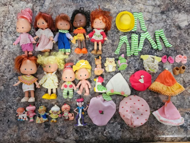 Lot Of Vintage 1980's AGC Kenner Strawberry Shortcake Dolls Pets Clothes Hats