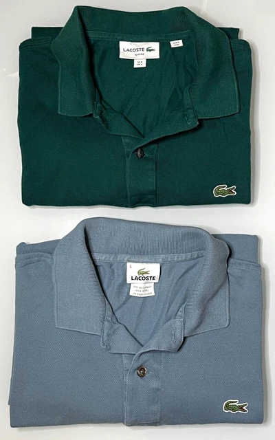 Lot of 2 Lacoste Slim/Regular Fit Polo Shirt Mens Size 5/Large Green Blue S/S