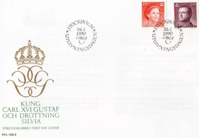 Slania engraved stamps - Sweden FDCs - 1990 Carl Gustaf & Silvia