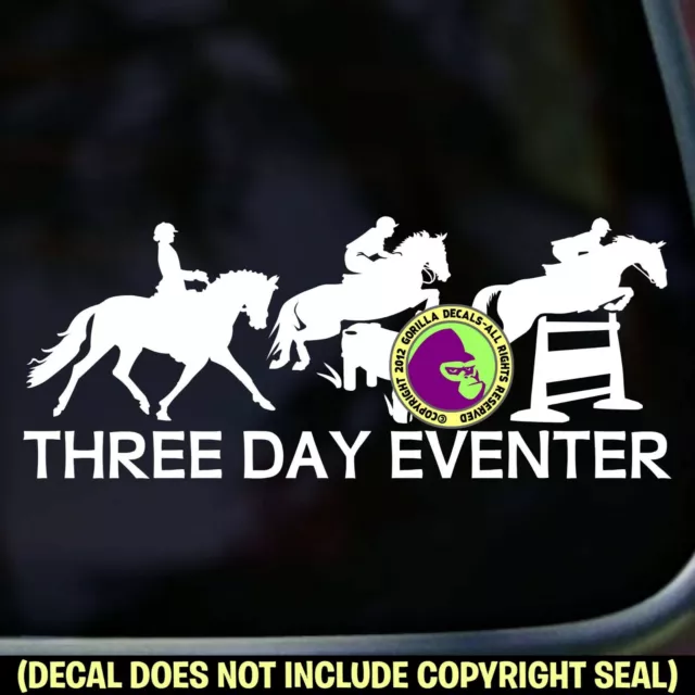 3 DAY EVENTER Vinyl Decal Sticker Eventing Event Horse Rider Car Window Trailer