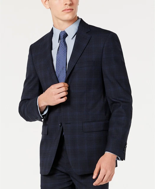 CALVIN KLEIN MEN S Slim Fit Infinite Stretch Wool Suit Jacket Navy