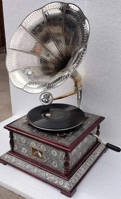 Reproductor de Gramófono HMV Estilo Vinilo 78 RPM Decoración de Regalo