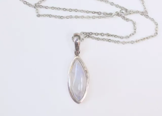 Lovely sterling silver moonstone pendant oval handmade artisan on chain necklace