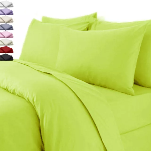 Flannelette Dyed Duvet Sets 100% Brushed Cotton Bed Fitted Sheet Pillow Covers