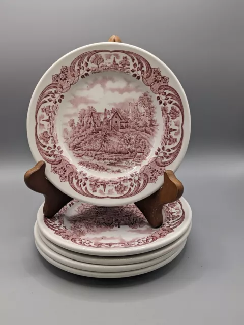 W.H.Grindley 5x  Scenes after Constable Side Plate 6" Glebe Farm Pink & White