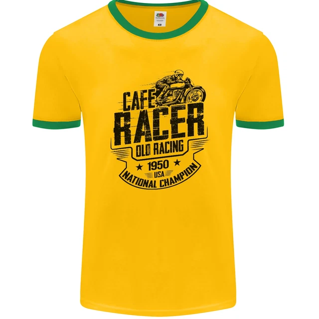 Maglietta Cafe Racer Old Racing Motorcycle Biker Uomo Ringer FotoL 3