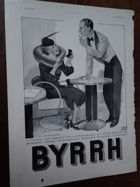 BYRRH par LEONNEC 259+ DELAHAYE par R. RAVO publicité papier ILLUSTRATION 1935 c