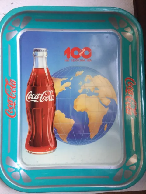 Coca Cola vintage "raro" vassoio anniversario 100 anni 1886 - 1986