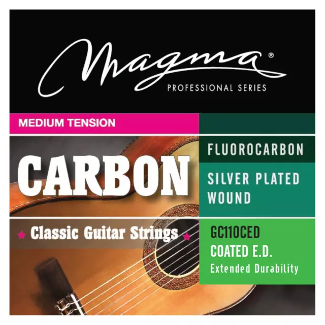 Magma Classical Guitar Strings Medium Tension Carbon - COATED Silver Plated