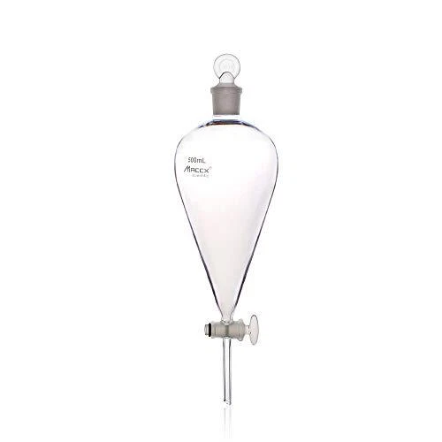 Maccx Separatory Funnel with Pear Shape Vol.500ml 3.3 Borosilicate Glass Mate...