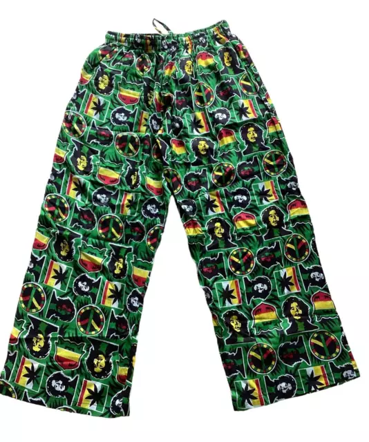 Unisex Cotton Bob Marley Festival Pants Drawstring Elastic Waist Small/ Medium