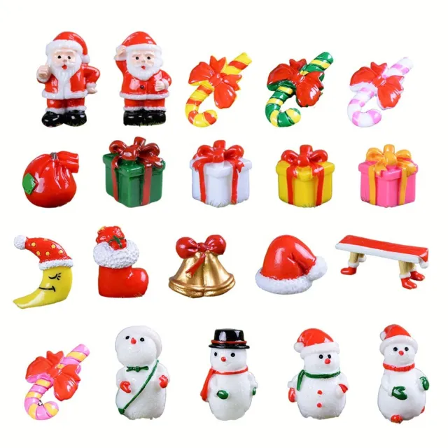 Christmas Decorations Set 20pcs Resin Miniature Ornaments for DIY Crafts