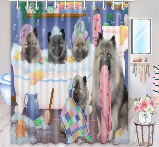 Halloween Keeshond Dog Shower Curtain Bathtub Screens Personalized Hooks