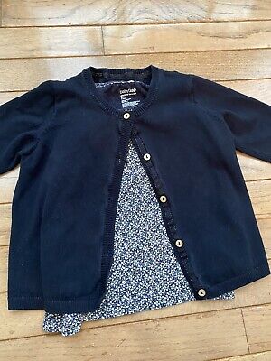 Zara & Gap Outfit Cardigan & Long Sleeve Shirt 3-4T (2 Lot) Blue EUC