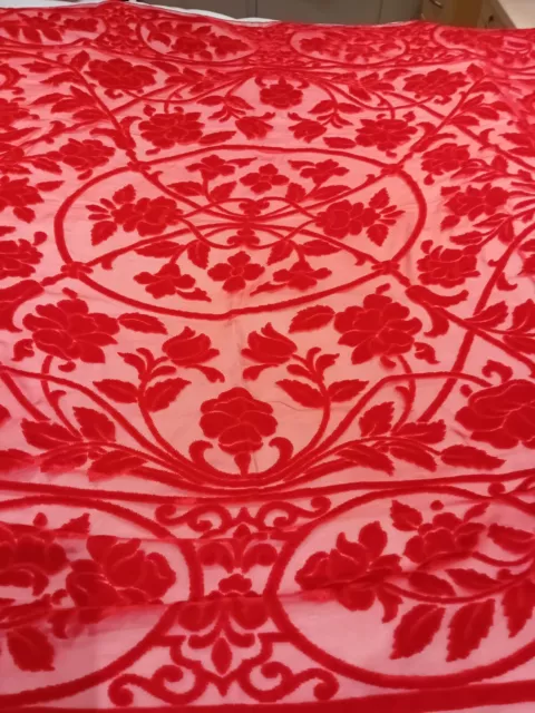 Stunning Vintage Valentino Red Embossed Silk/viscose lace shawl boxed