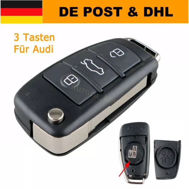 KONIKON Klappschlüssel 3 Tasten Autoschlüssel Gehäuse Rohling passend für Audi  A8 D3 4E NEU: : Auto & Motorrad