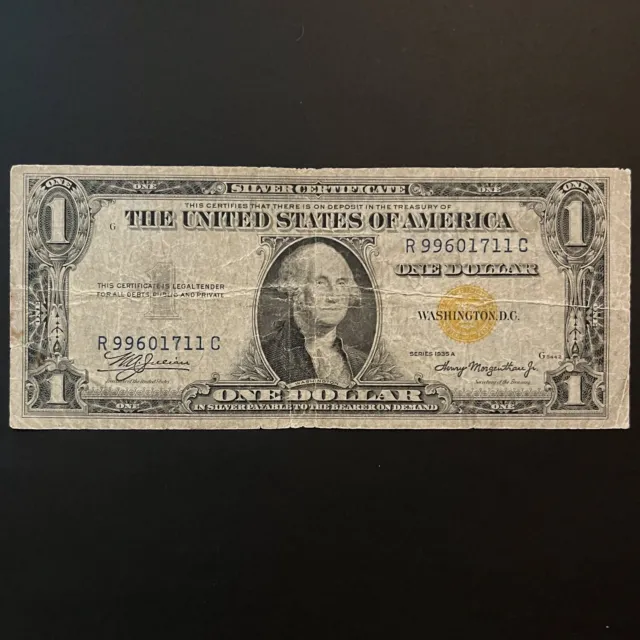 RARE 1935 A $1 Silver Certificate YELLOW SEAL for NORTH AFRICA One Dollar