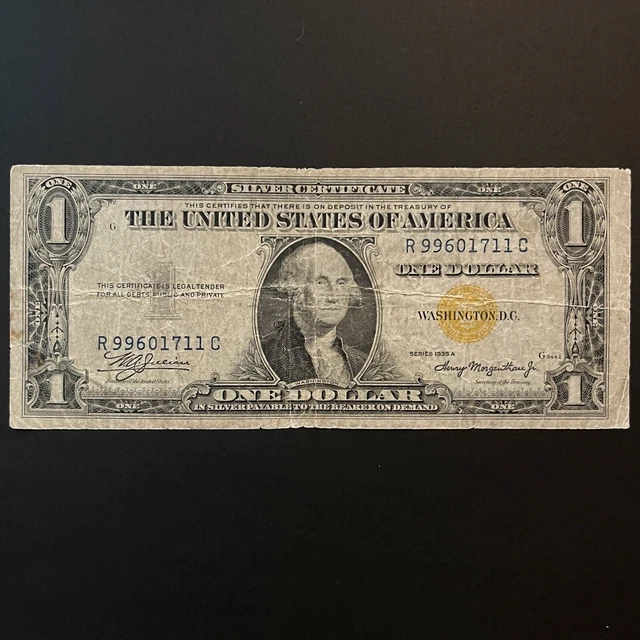 RARE 1935 A $1 Silver Certificate YELLOW SEAL for NORTH AFRICA One Dollar