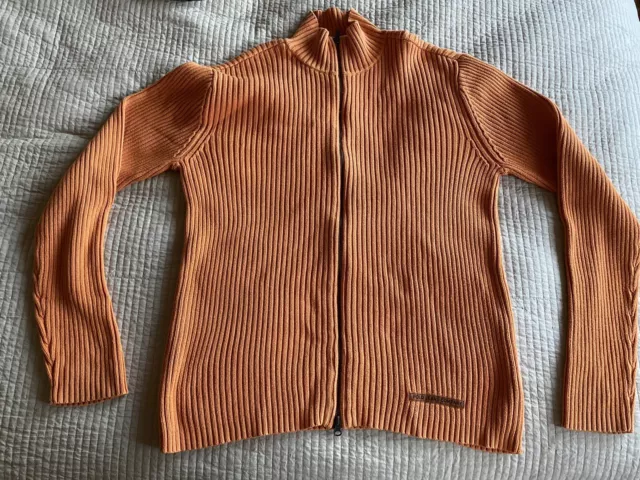 Ralph Lauren Polo Jeans Co.  Size Large Mens Zipped Orange 100% Cotton Jumper