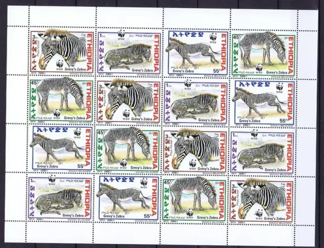 WWF 2001 Äthiopien Grevyzebra Mi. Nr. 1704-07 Kleinbogen **/MNH+Beschreibung
