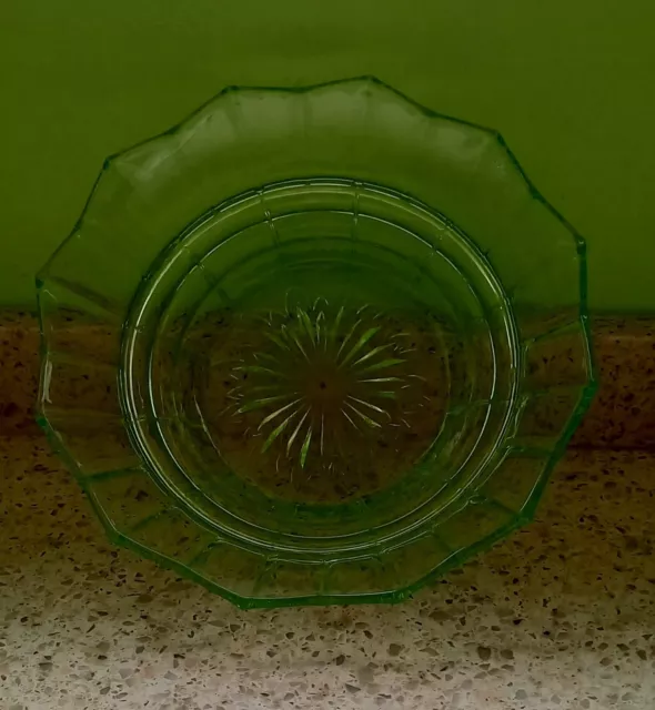 Vintage Green Glass Serving Bowl