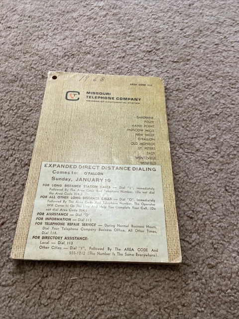 Vintage Missouri Telephone Book 1968 Northeast Area