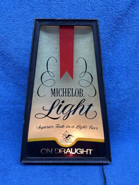 Vintage Michelob Light On Draft Beer Light Up Sign Man Cave