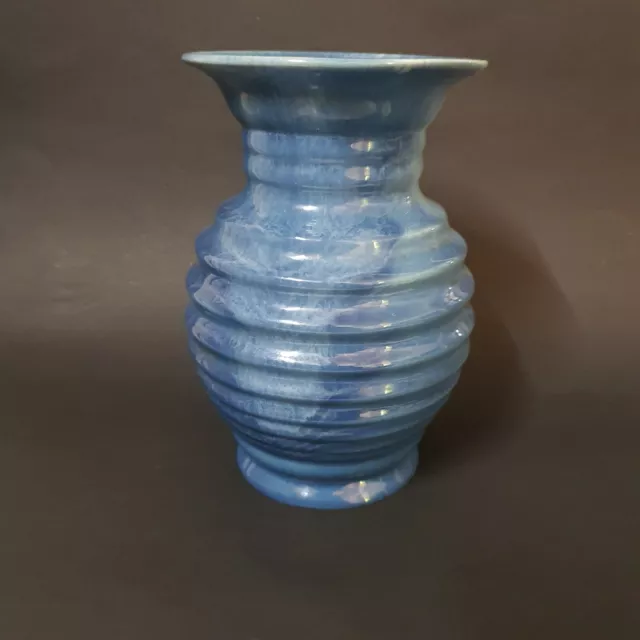 Ditmar Urbach Blue Banded / Ribbed Vase 15703. Vintage 1940's ?