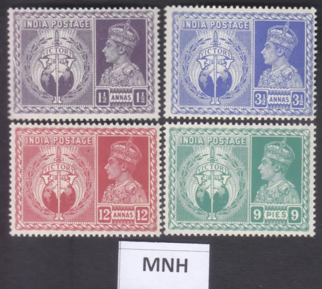 Sephil Indischem KG VI Victory Ausgabe Set Mit 4 Fein MNH Briefmarken