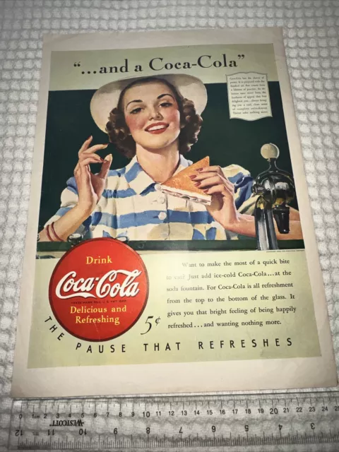 Coca-Cola  (print ad) 1940 “ The Pause That Refreshes” 10 X 13