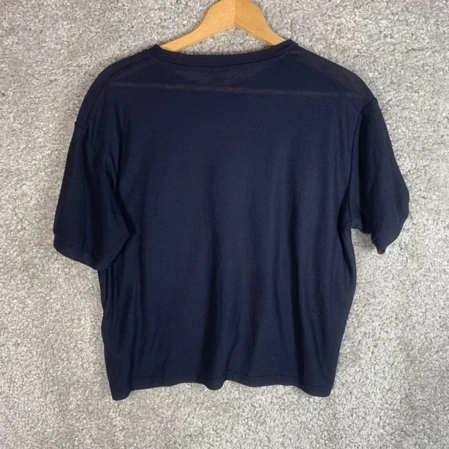 Uniqlo Damen-T-Shirt marineblau durchsichtige Box-Passform Größe Medium 5