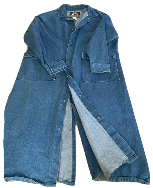 Vtg Unisex Denim Express Rider Western Cowboy Duster Coat Sz Lg Men or XL Women