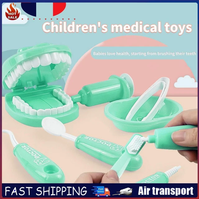 Jacootoys Ensemble médecins en Bois 18Pcs Dentiste Play Mallette de Transport Enfants Faire Semblant Jouer Un rôle Jouets pour Garçons Filles 3