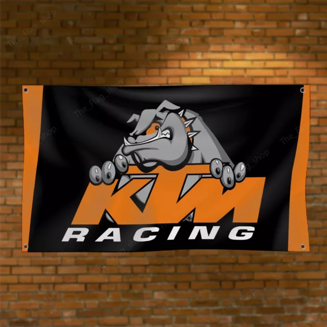 KTM Racing Flag 3X5 Ft Sport moto Garage Man Cave décoration murale...