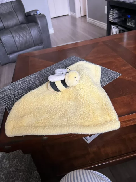 Yellow Fleece Bumblebee Lovey 14” Square Unmarked Soft Washable Fleece Back