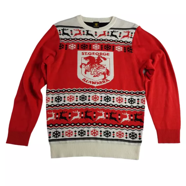 NRL St George Illawarra Dragons Ugly Christmas Sweater Rugby Jumper Men's S