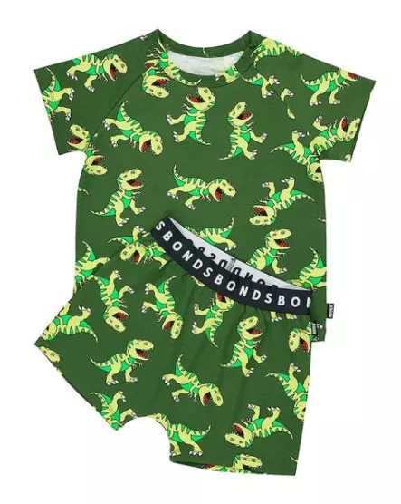 Bonds Kids Sleep Short Sleeve Short PJ Set size 3 Colour Rexcellent Khaki