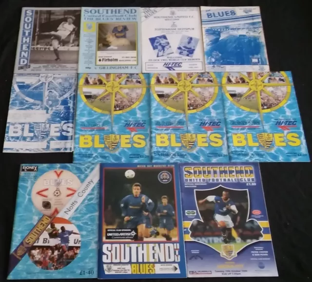 11 Southend United programmes - mainly early 1990s job lot