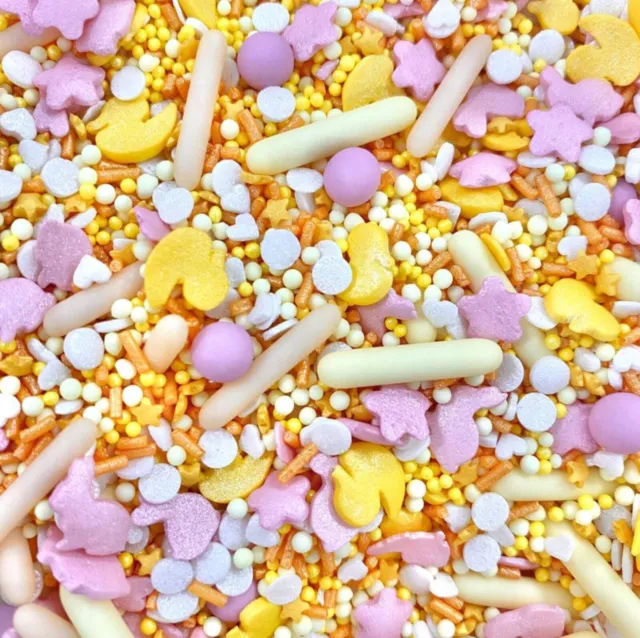 Easter sprinkles Chick Bunny pastel yellow pink cupcake cake topper sprinkle mix