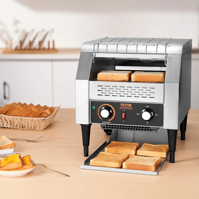 Grille-Pain Convoyeur Professionnel VERTES 1340W - Toasts Et Burger Buns - Acier Inoxydable