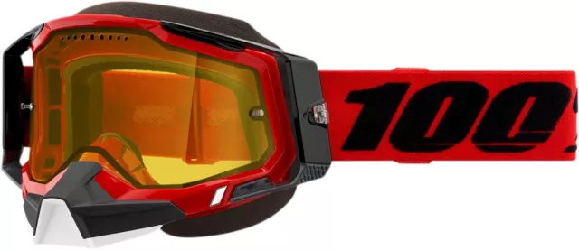 Racecraft 2 Snow Red Goggles - Dual Yellow Lens 100% 50122-608-03