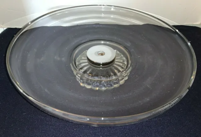 Vintage Clear Glass 13 3/4" Round LAZY SUSAN Rotating Serving Dish PLATE