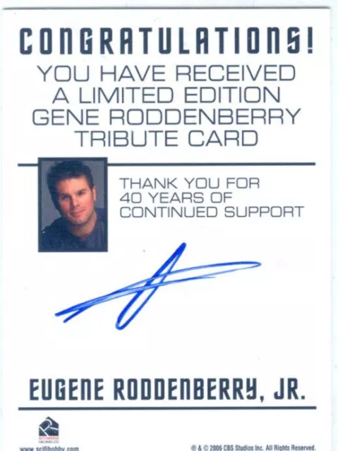 Star Trek TOS 40th Anniversary Autograph Card Eugene Roddenberry Jr.