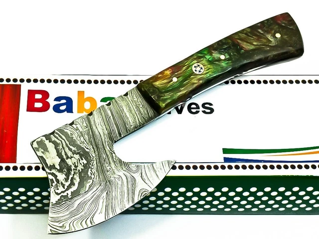 7.35" CUSTOM HANDMADE DAMASCUS Steel Dagger Hunting Knife Skinner Mini Axe Resin