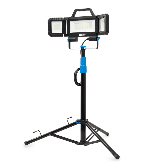 HART LED 3-Head Adjustable Plug-in Work Light with Tripod, 7000 Lumens, New