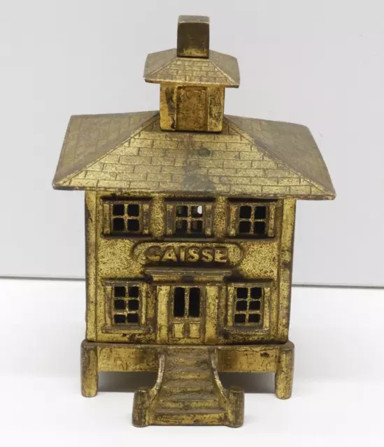 *TIRELIRE ANCIENNE CAISSE BANQUE MONEY BOX BRONZE démontable COLLECTION  D