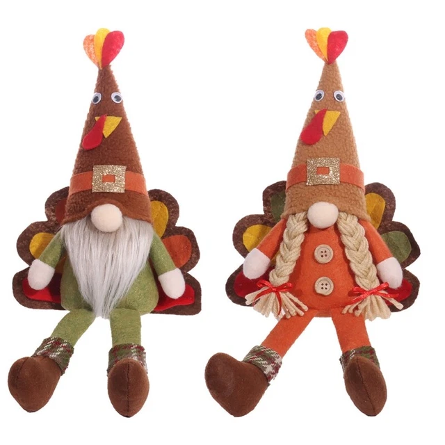Peluche gnome per decorazione gnomo fatto a mano gnomo raccolta tacchino gnomo con gambe lunghe Wi